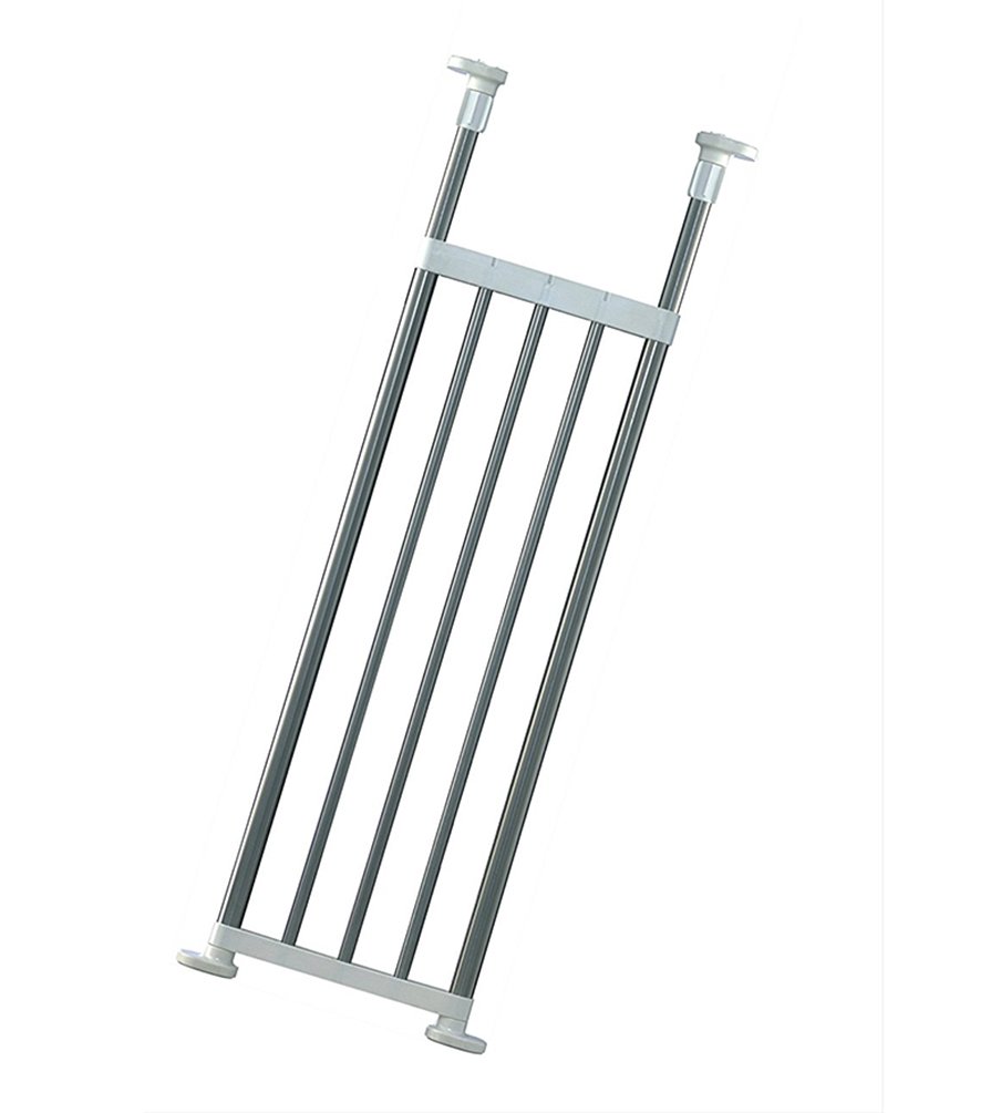 BAOYOUNI Extendable Cupboard Shelf Adjustable Wardrobe Rail Clothes Hanging Poles Tenison Rods Closet Wall Divider Metal Storage Rack Organizer for Bathroom Kitchen Garage - Ivory