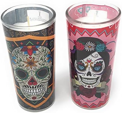 La Muerte Day of the Dead Set of 2 Coco Candles, Diamonds & Cheeky