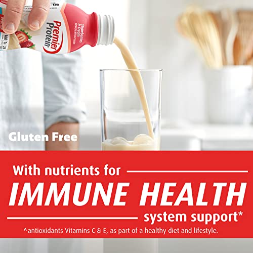 PREMIER PROTEIN SHAKE, STRAWBERRIES & CREAM, 30G PROTEIN, 1G SUGAR, 24 VITAMINS & MINERALS, NUTRIENTS TO SUPPORT IMMUNE HEALTH,11.5 FL OZ