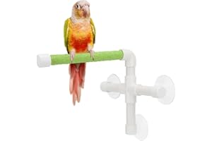 Hypeety Portable Suction Cup Bird Window and Shower Perch Toy for Bird Parrot Macaw Cockatoo African Greys Budgies Parakeet Bath Perch Toy