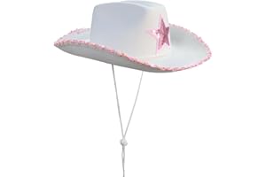 MEMOVAN Cowgirl Hat for Women Girls with Pull-on Closure Western Cowboy Cowgirls Hats Felt Cowboy Hat Retro Brim Western Hat