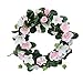6 Feet Artificial Rose and Lily Garland, Artificial Silk Rose Lily Flower Ivy Vine Leaf Hanging Garland Wreath Garland for Home Wedding Wall Decor Lily (Pink)