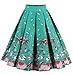 Changuan Women's A-line Pleated Vintage Skirt Print Casual Flared Midi Skirts