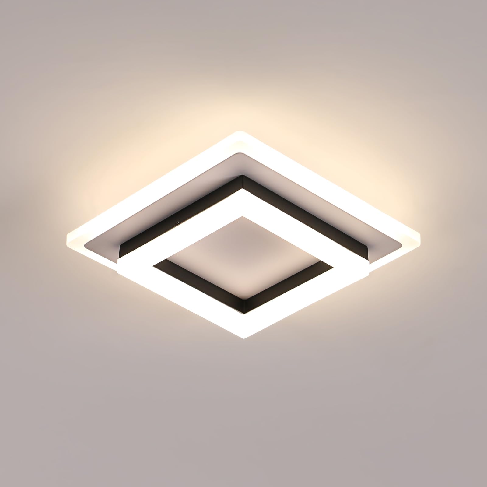 SENQIU LED Ceiling Lights, 24W 2700LM Modern Black Ceiling Lamp, Square Acrylic Ceiling Lighting for Hallway Bedroom Living Room Kitchen Office, 4500K Neutral Light, 20CM