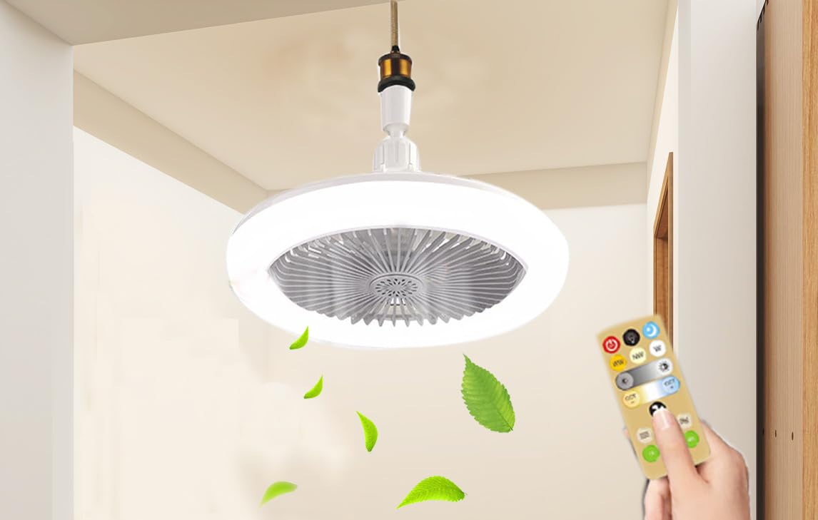 Jorunhe Modern Ceiling Fan with Lighting Lamp with Remote Control for Bedroom Living Home Dimmable, White (123)