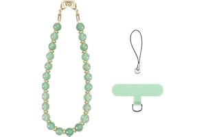 VICHUNHO Marble Beaded Phone Wrist Strap, Cellphone Lanyard with Tether Tab, Hands-Free Wristlet Bracelet