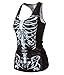 Voglee Punk Gothic Rock Women Black Skeleton Printed Sleeveless T Shirt Vest Tank Tops (XS-M, Black)