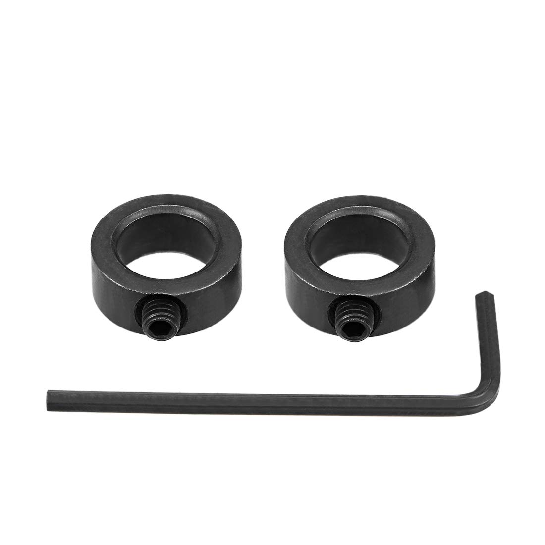 sourcing map 12mm Bore Drill Stop, Drill Bit Depth Holder, Set Screw Style, Black Oxide Carbon Steel, Pack of 2