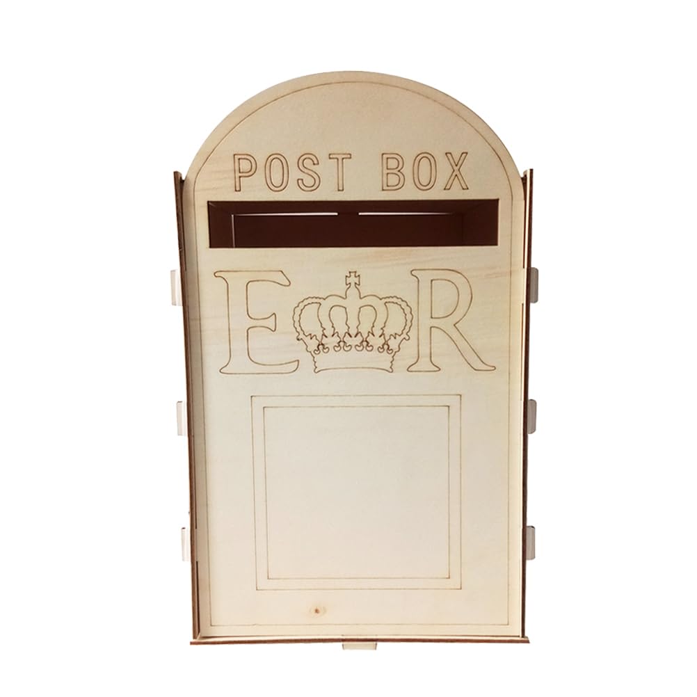 SUPVOX Wooden Post Box Mailbox Ornament 13 Inch Rustic Wedding Card Holder with Lock for Party Decorations and Post Boxes for Cards