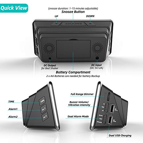 Loud Alarm Clock with Bed Shaker, Vibrating Alarm Clock for Heavy