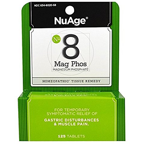 NuAge Homeopathic #8 Magnesium Phosphate Tablets, Natural Relief of Gastric Disturbances and Muscle Pain, 125 Count