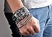 Top Plaza Men's Rivets Punk Rock Collection Cross Black Leather Belt Bracelet Watch Analog Quartz Wrist Watches