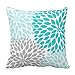 Emvency Throw Pillow Cover Teal White Turquoise Blue Gray Dahlia Mod Baby Decorative Pillow Case Home Decor Square 20 x 20 Inch Pillowcase