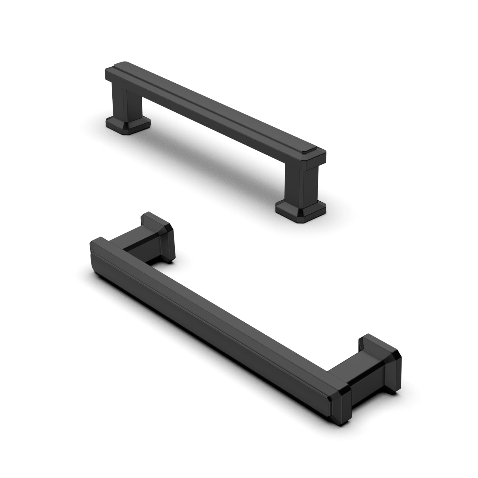 FURNIWARE 10 Pack Matt Black Cabinet Handles, Drawer Pulls 96mm(3.7 Inch) Hole Center, Hardware Modern Kitchen Cabinet Door Handles, for Kitchen, Bathroom, Wardrobe Cabinets Cupboard