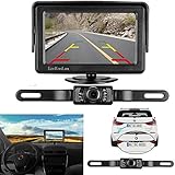 LeeKooLuu Backup Camera and Monitor Kit for Car/Vehicle/Truck Waterproof Night Vision License Plate rear view Camera wire Single power source Rear view/Fulltime view Optional 4.3 Display Grid Lines