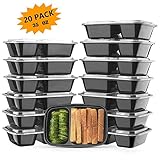 Meal Prep Containers, EPboru Sable 2 Compartment Bento Lunch 35 oz Boxes (20 Pack),Reusable Organization Cases, BPA Free (FDA, SGS & LFGB Certified, Heat and Cold Resistant, Stackable for Storage)