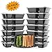 Meal Prep Containers, EPboru Sable 2 Compartment Bento Lunch 35 oz Boxes (20 Pack),Reusable Organization Cases, BPA Free (FDA, SGS & LFGB Certified, Heat and Cold Resistant, Stackable for Storage)