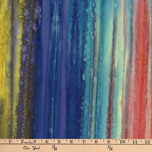Textile Creations Semarang Indonesian Hand Dye Vertical Stripe Turquoise/Red/Blue Fabric