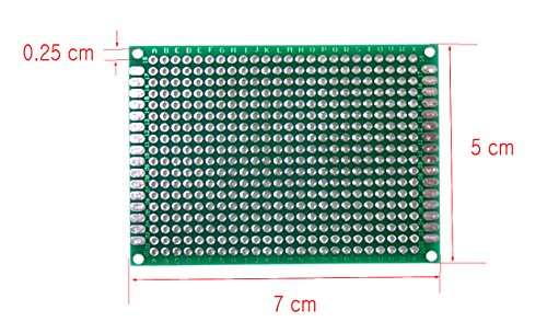 Frentaly 10pcs 5x7 cm Double Dual Sided Side DIY Prototype Circuit Breadboard PCB Universal Board(G)