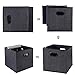 homyfort Cloth Storage Bins, Foldable Cubes Box Basket Organizer Container Drawers with Dual Plastic Handles for Closet, Bedroom, Toys,Set of 4 Black with Pattern 13
