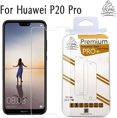 Gorilla Tech Premium Tempered Glass Screen Protector for Huawei P20 Pro Invisible Shield 0.3mm Cover 9H Hardness Crystal Clear HD Quality Shatter and Scratch Resistant 3D Touch and Face ID Compatible