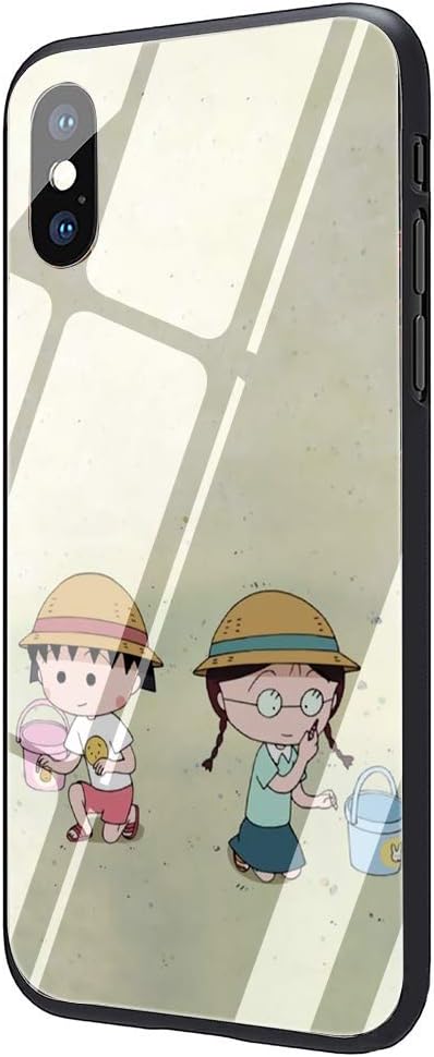 Cherry Chibi Maruko chan Tempered Glass Phone Case Cover for iPhone 11 Pro Max Xs XR X 8 7 6 6S Plus (G6,for iPhone XR)
