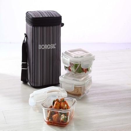 Borosil vidrio de borosilicato microondas Klip N Store caja de ...