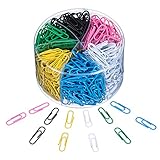 Outus 28 mm Colored Paper Clips Small, 6 Colors, 600 Pieces