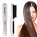 Ceramic Heating Hair Straightening Brush Torisoto Anti-scald Hair Straightener Brush for Detangling and Silky Hair (Pink)