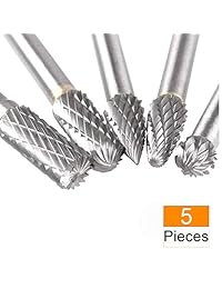 Juego de brocas de carburo Acrux7, 5 piezas de doble corte con vástago de 0.236 in y borde de corte de 0.315 in, brocas de molinillo para bricolaje carpintería, tallado de metal, grabado, taladrado, pulido