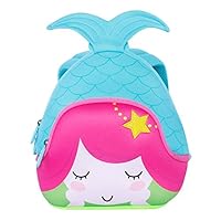 3D Mermaid Toddler Kids Backpack, LYCSIX66 Waterproof Neoprene Preschool Bag Travel Daypack for Baby Girl 2-6 Years, blue