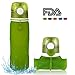 MyFriday Collapsible Water Bottle, Silicone Leak Proof Valve, Medical Grade, BPA Free, 26 oz, 750 mL, Army Green