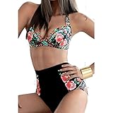 Zmart Women's Two Pieces High Waist floral Print Bikini Swimsuit