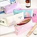 Pen Pencil Case Durable Stationery Multifunction PU Cosmetic Makeup Pouch Bag,Cute Unicorn Design,Set of 4
