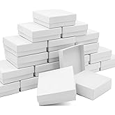 opaprain Cardboard Jewelry White Gift Boxes 20 Pack3.5×3.5×1 inches, its apply to displaying necklaces, rings, bracelets, earrings