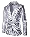 TUNEVUSE Mens Slim Fit Metallic Color Performance Suit Jackets/Night Club Blazers/Suit Vests Silver Asian XX-Large/US 40