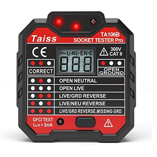 NEW Advanced With voltage display GFCI Outlet Tester 48-250V Power Socket Automatic Electric Circuit Polarity Voltage Detector Wall Plug Breaker Finder TA106B