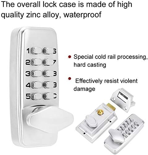 Mechanical Keyless Entry Door Lock With Digital Code Keypad, Indoor Outdoor Password Security Deadbolt and Handle - Image 3