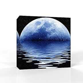 Canvas Wall Art - Moon Illuminating The Blue Ocean - Canvas Prints Home Artwork Decoration for Living Room,Bedroom - 12x12 inches