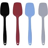 Shappy 4 Pcs Silicone Cooking Spoons 10.6" Large, Spatula, Classic Color | Food Grade Silicone, Heat Resistant for Cooking, Stirring and Serving, Non Stick Safe, Dishwasher Safe