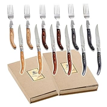 LAGUIOLE 12 Teiliges Messer & Gabel Set Bouscaillous Messer-Steak