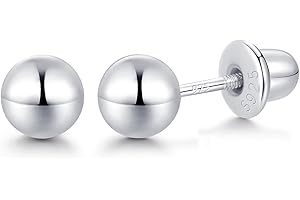 LULAU Ball Screw Back Earrings for Women 925 Sterling Silver Hypoallergenic Available in 3mm-5mm Classic Round Ball Studs