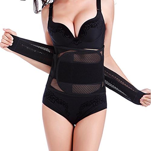 Funnywe Breathable Women Postpartum Girdle Corset Recovery Belly Band Wrap Belt (X-Large, Black)