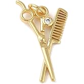 KitBeads 10Pcs Cubic Zirconia Scissor Charms Brass Hair Tool Barber Hairdresser Charm for Jewelry Making Necklaces Earrings Crafts