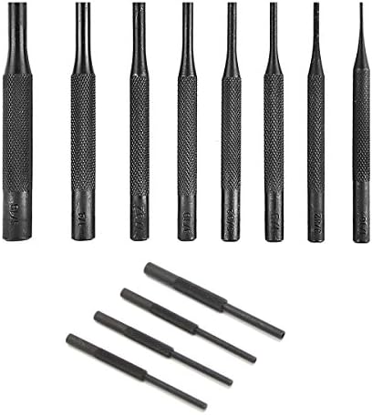 Xage 8 Pieces Pin Punch Set and 4 Pieces Steel Starter Punch Tool for Woodwork/Machinery /Gunsmith/Repairs and Crafts with Carry Case
