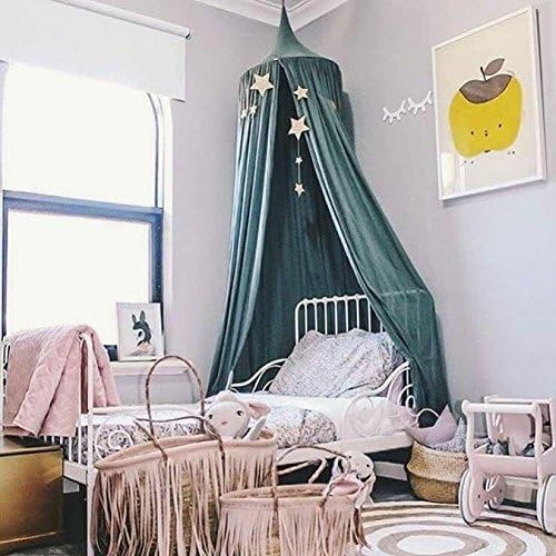 Blue Cotton Round Kids Canopy Bed Netting Mosquito Net Full Queen King Size Bedding