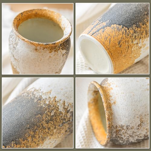 COTYNI RUSTIC CERAMIC FLOOR LARGE VASE FOR FARMHOUSE DECOR, POTTERY CLAY TALL TERRACOTTA VASE FOR FLOWERS, POTTERY VASE FOR LIVING ROOM DECOR, SHELF, MANTEL DECORATION, WEDDING HOUSEWARMING GIFT