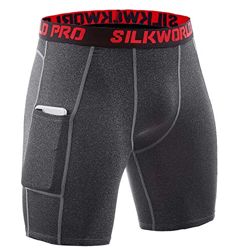 Download SILKWORLD Men's Compression Shorts Pockets Sports Running ...