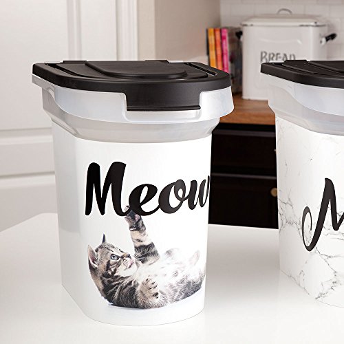 Paw Prints Plastic Pet Food Bin, Meow Photo Design, 15lb - Thumbnail 5