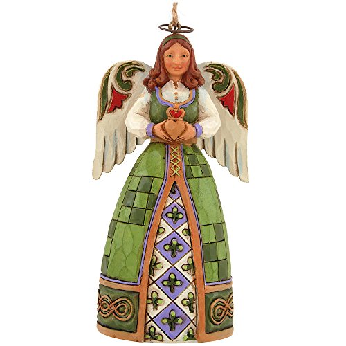 Jim Shore for Enesco Heartwood Creek Irish Angel with Claddagh Ornament, 4.75-Inch